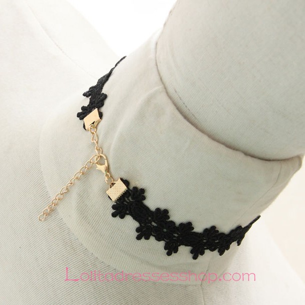 Lolita Fashion Leopard Head Black Lace Necklace